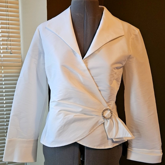 Talbots White Formal Wrap Top Size 10 - Picture 1 of 7